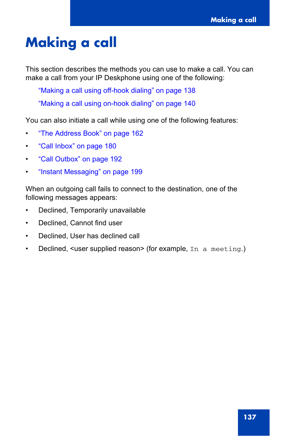 Making a call | Avaya 1140E IP User Manual | Page 137 / 418