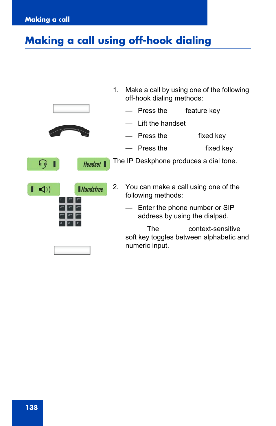 Making a call using off-hook dialing | Avaya 1140E IP User Manual | Page 138 / 418