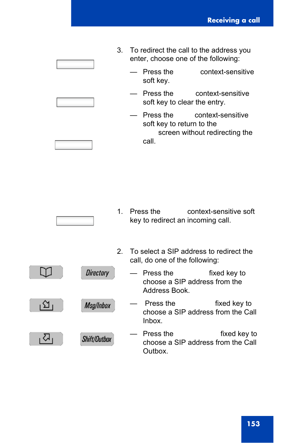 Redrct clear back, Redrct | Avaya 1140E IP User Manual | Page 153 / 418