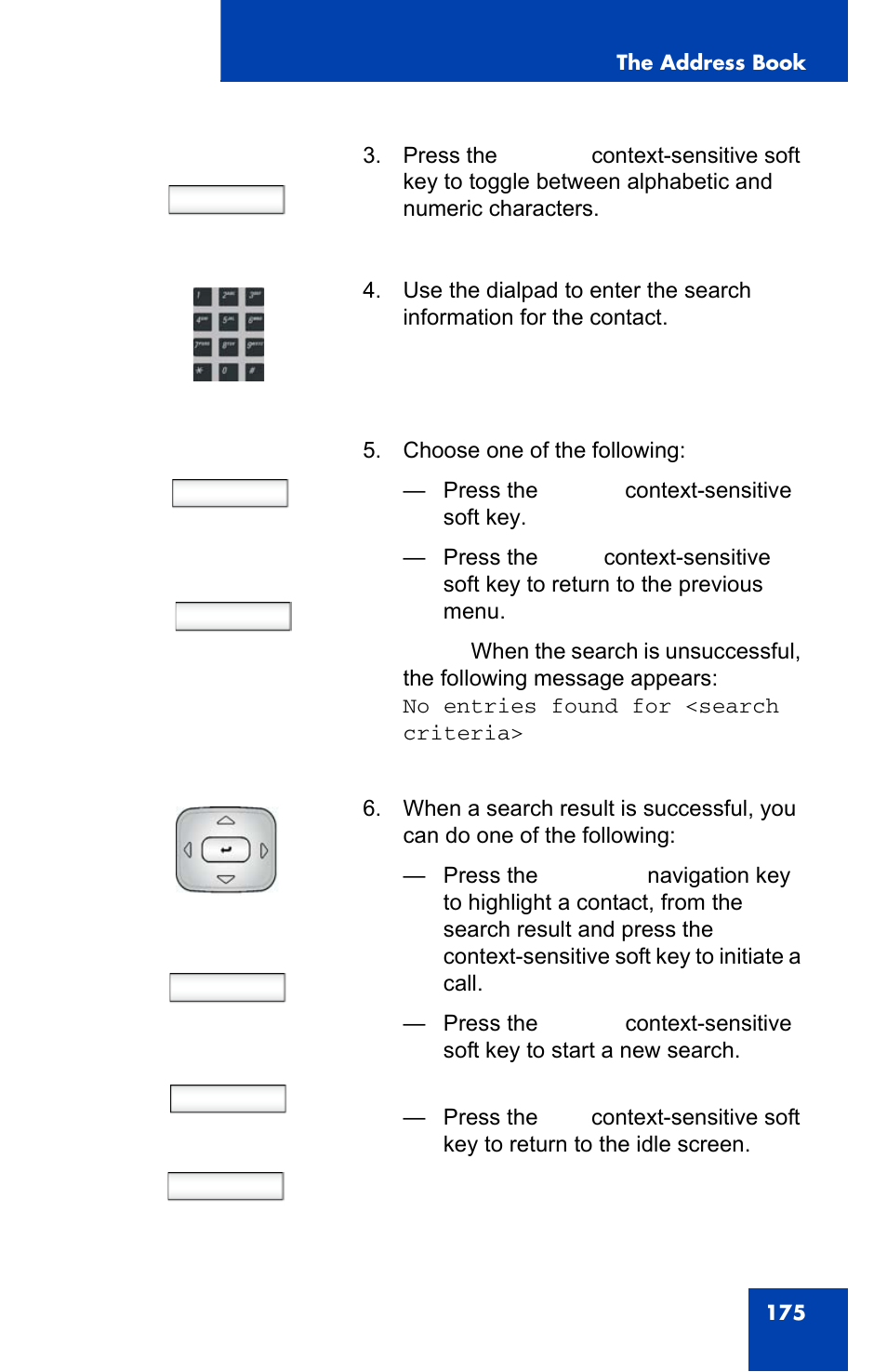 Search back, Call search exit | Avaya 1140E IP User Manual | Page 175 / 418