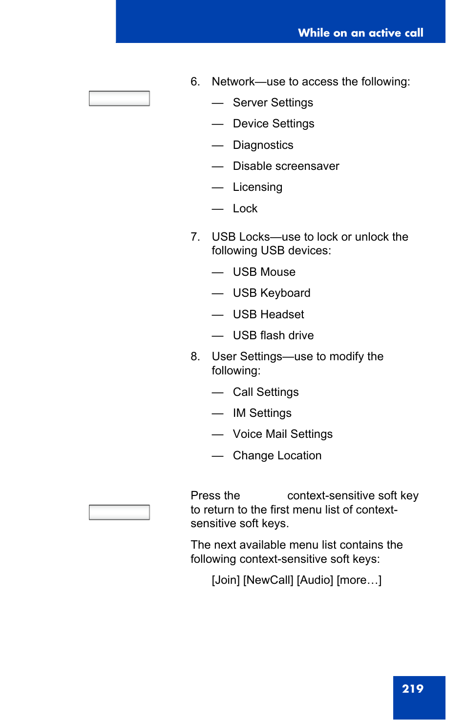 Prefs, More | Avaya 1140E IP User Manual | Page 219 / 418