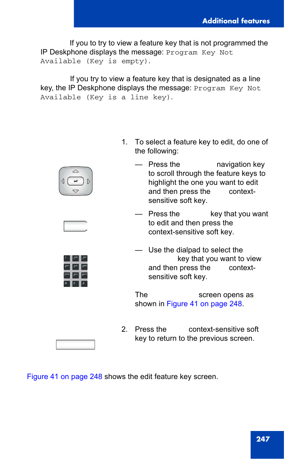 Back | Avaya 1140E IP User Manual | Page 247 / 418