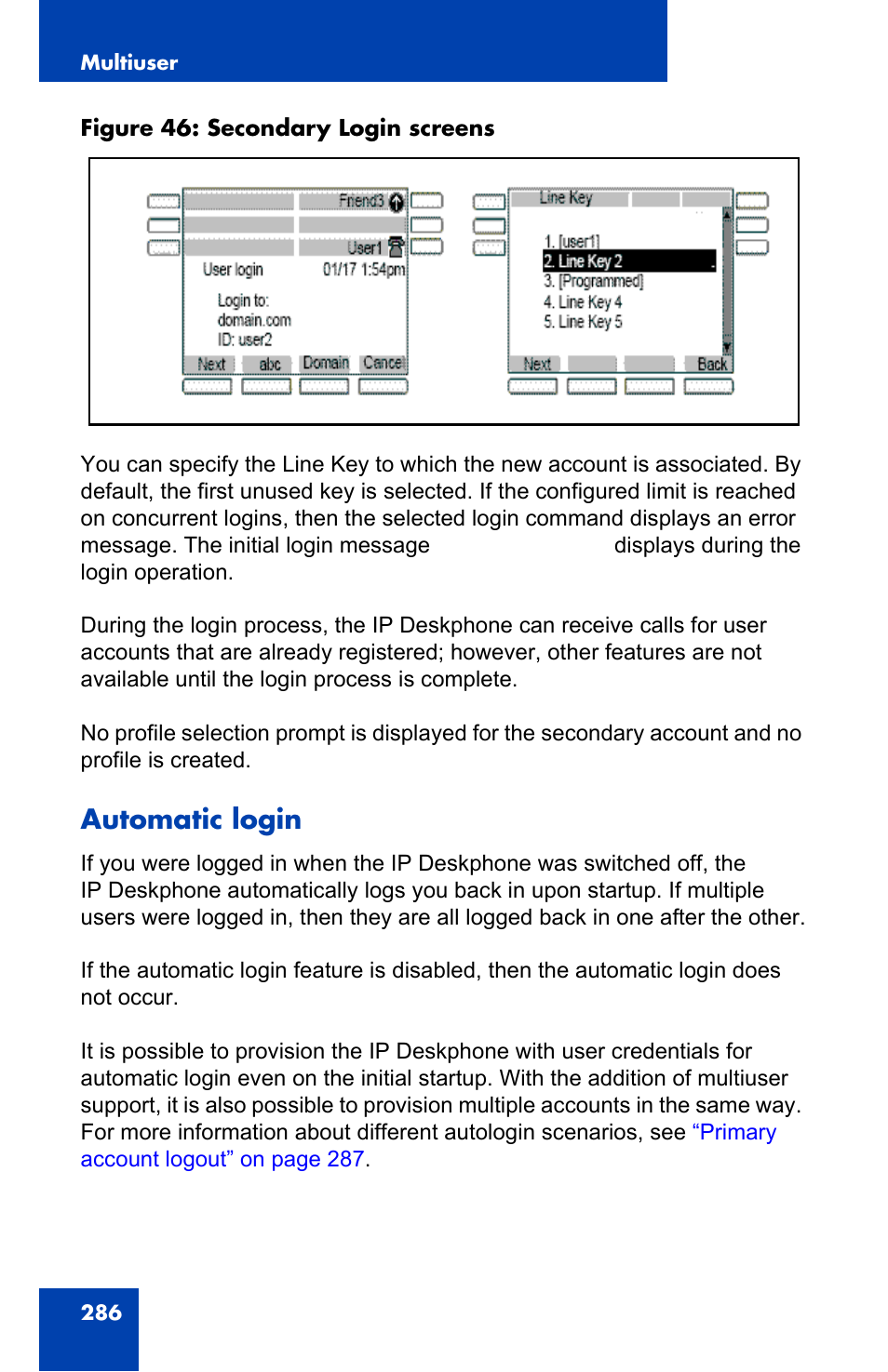 Automatic login | Avaya 1140E IP User Manual | Page 286 / 418