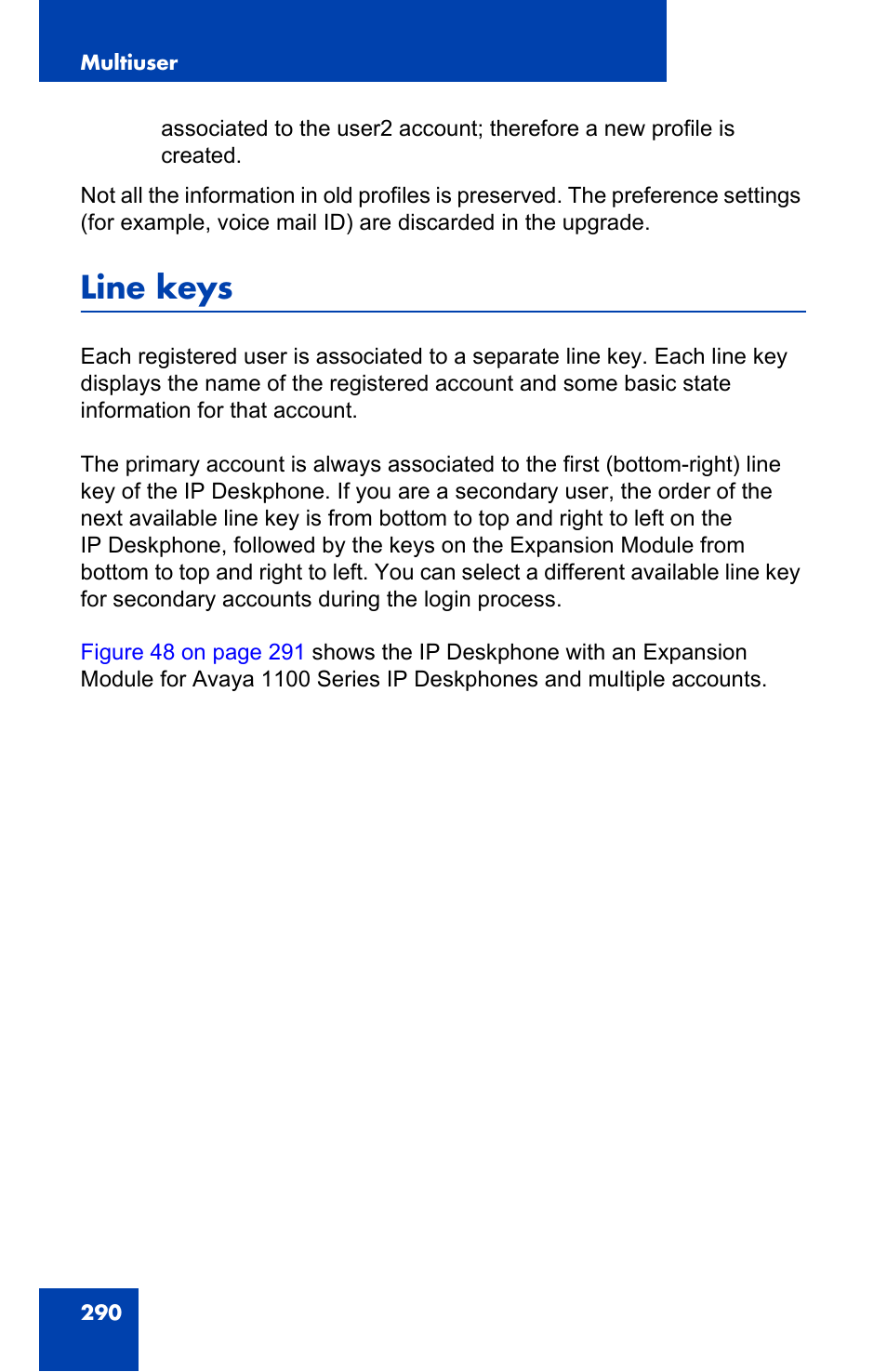 Line keys | Avaya 1140E IP User Manual | Page 290 / 418