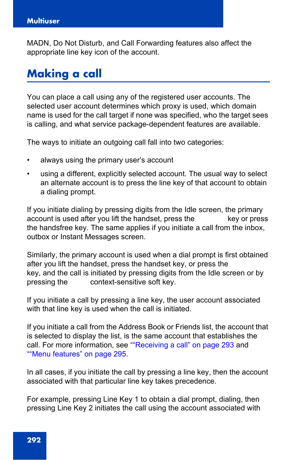 Making a call | Avaya 1140E IP User Manual | Page 292 / 418