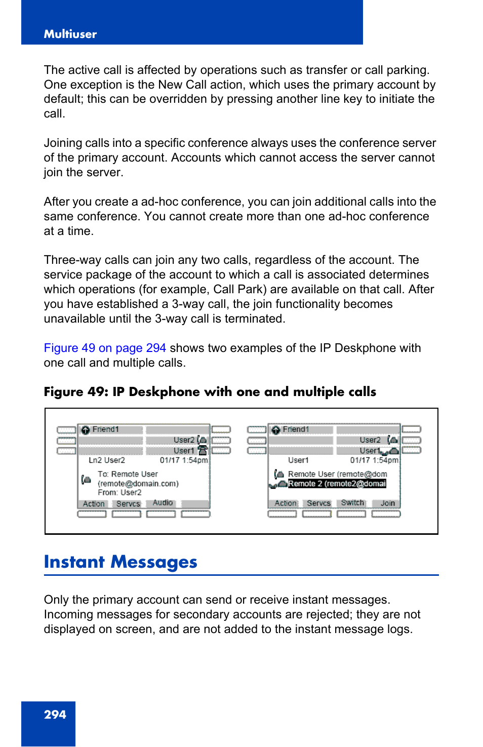 Instant messages | Avaya 1140E IP User Manual | Page 294 / 418