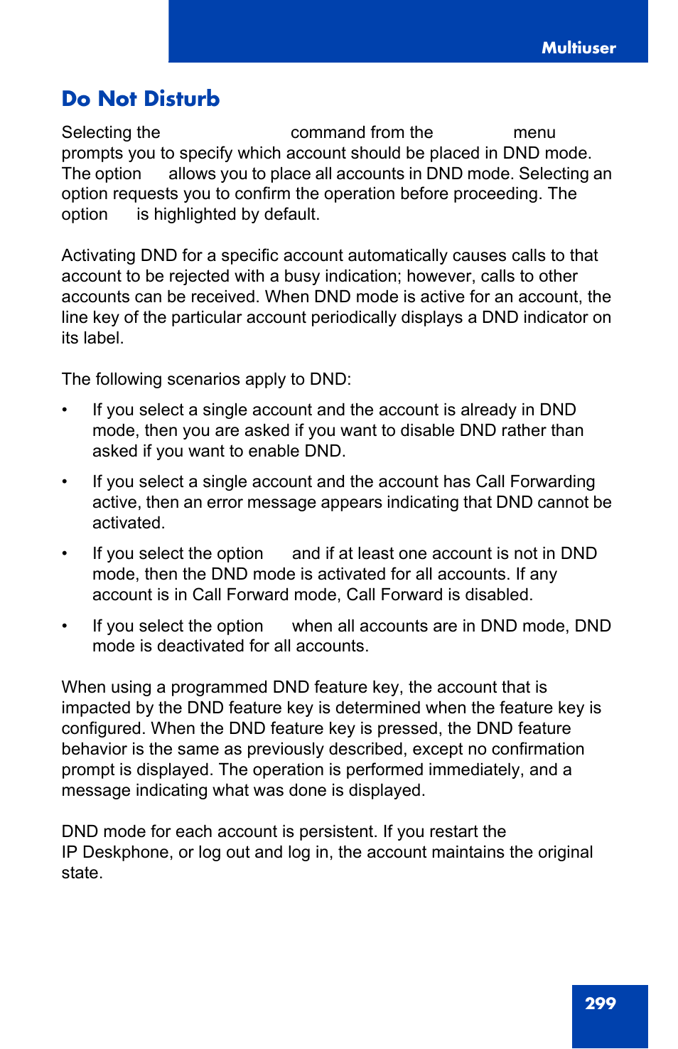 Do not disturb | Avaya 1140E IP User Manual | Page 299 / 418