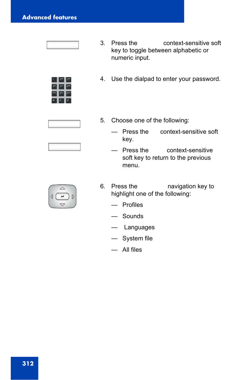 Ok back | Avaya 1140E IP User Manual | Page 312 / 418