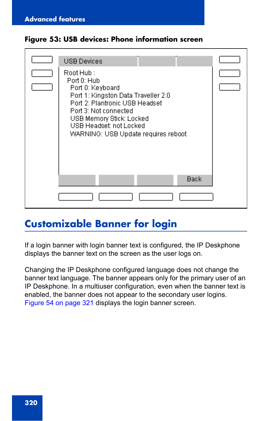 Customizable banner for login | Avaya 1140E IP User Manual | Page 320 / 418