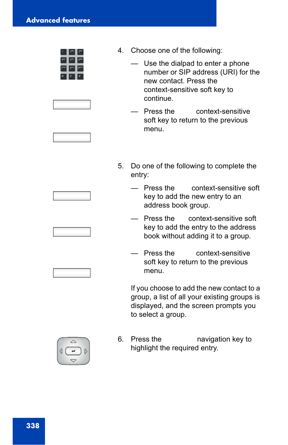 Next back, Yes no back | Avaya 1140E IP User Manual | Page 338 / 418