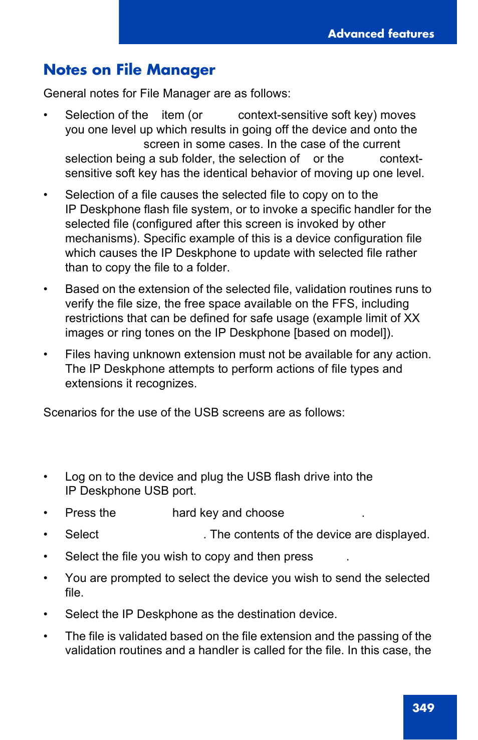 Notes on file manager | Avaya 1140E IP User Manual | Page 349 / 418