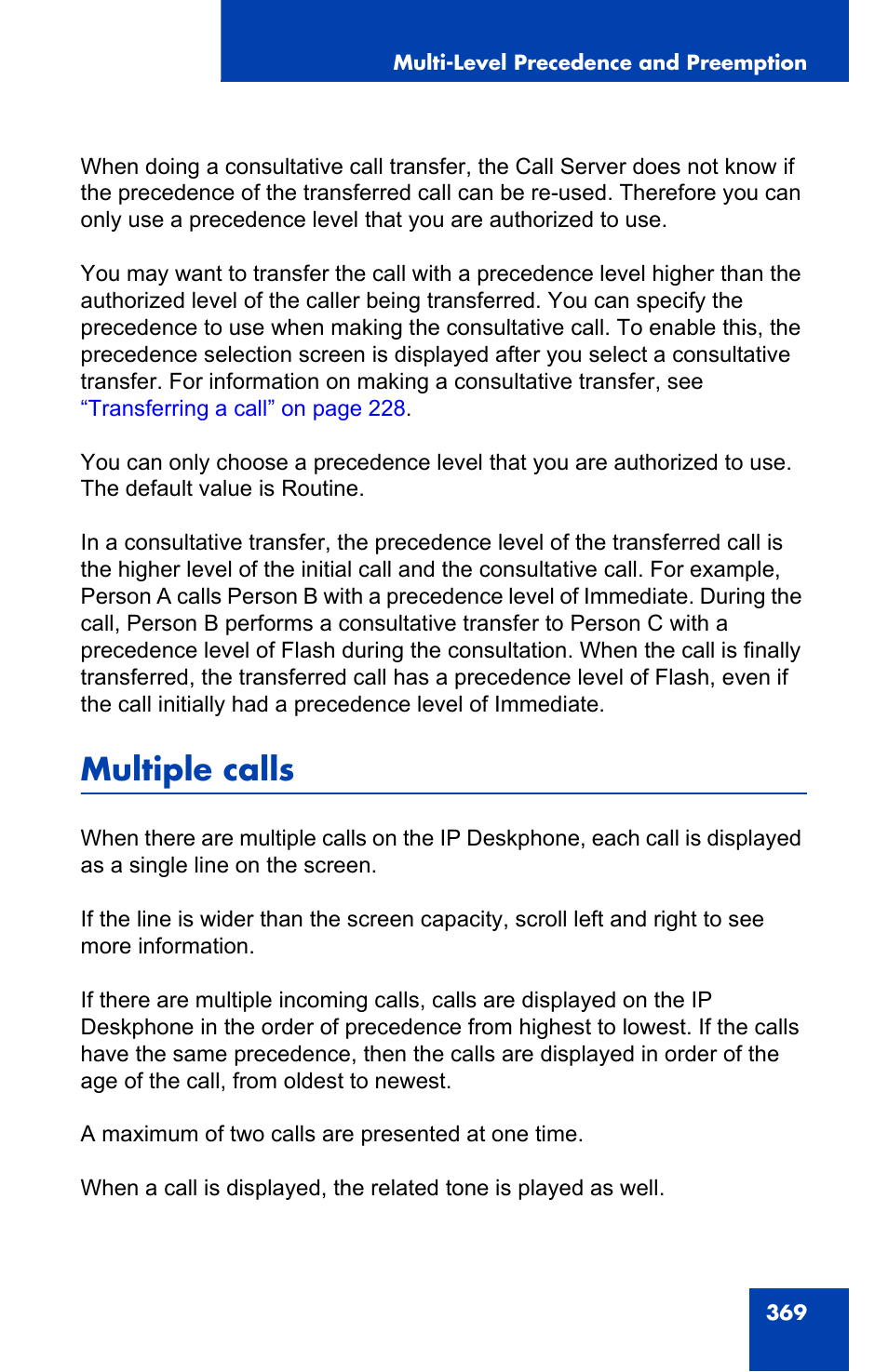 Multiple calls | Avaya 1140E IP User Manual | Page 369 / 418