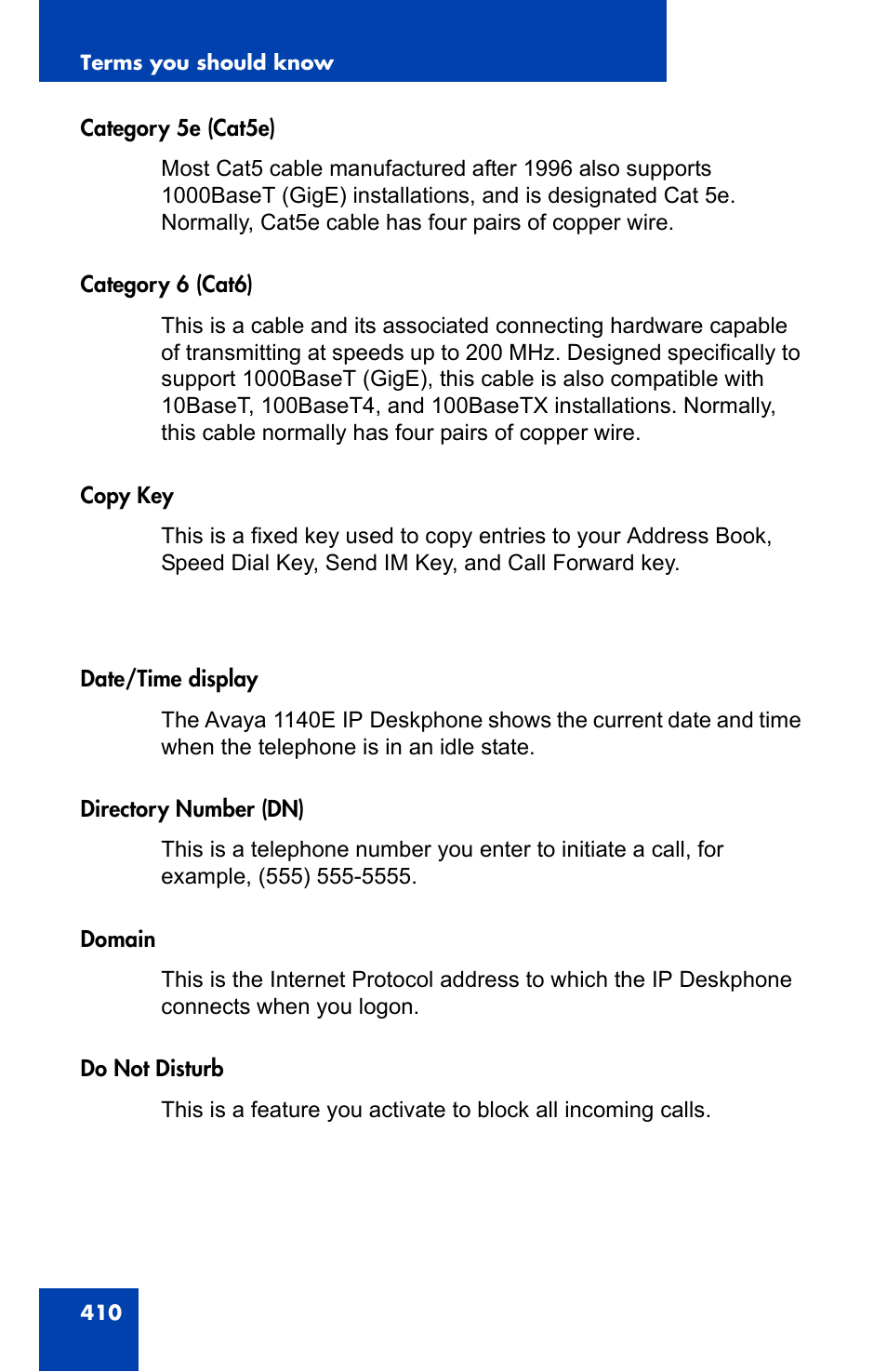 Avaya 1140E IP User Manual | Page 410 / 418