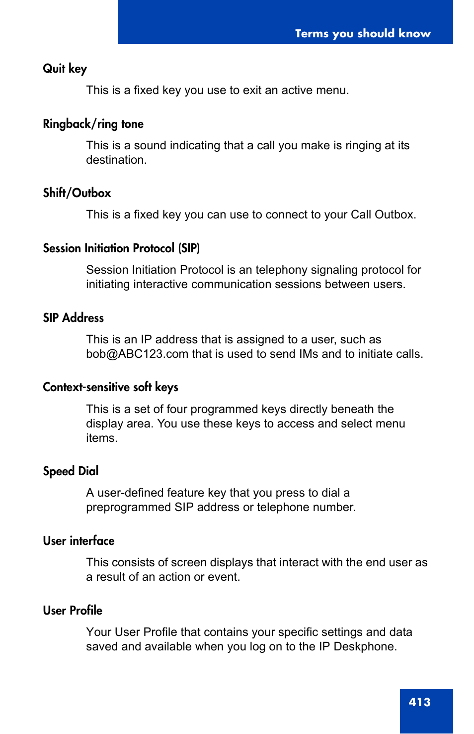 Avaya 1140E IP User Manual | Page 413 / 418