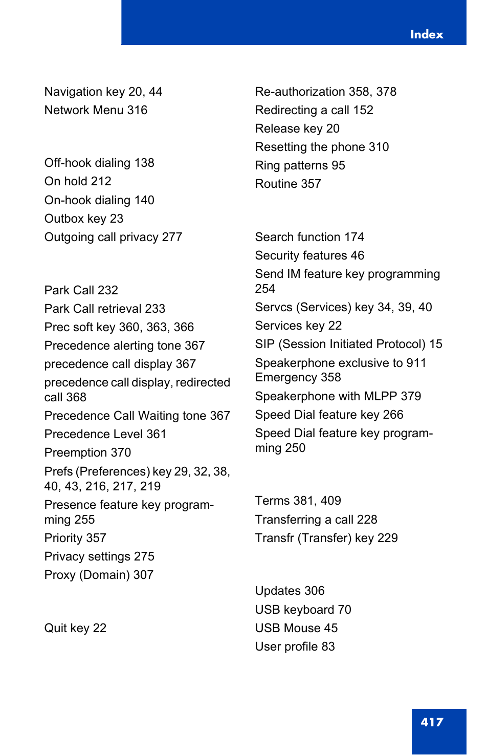 Avaya 1140E IP User Manual | Page 417 / 418