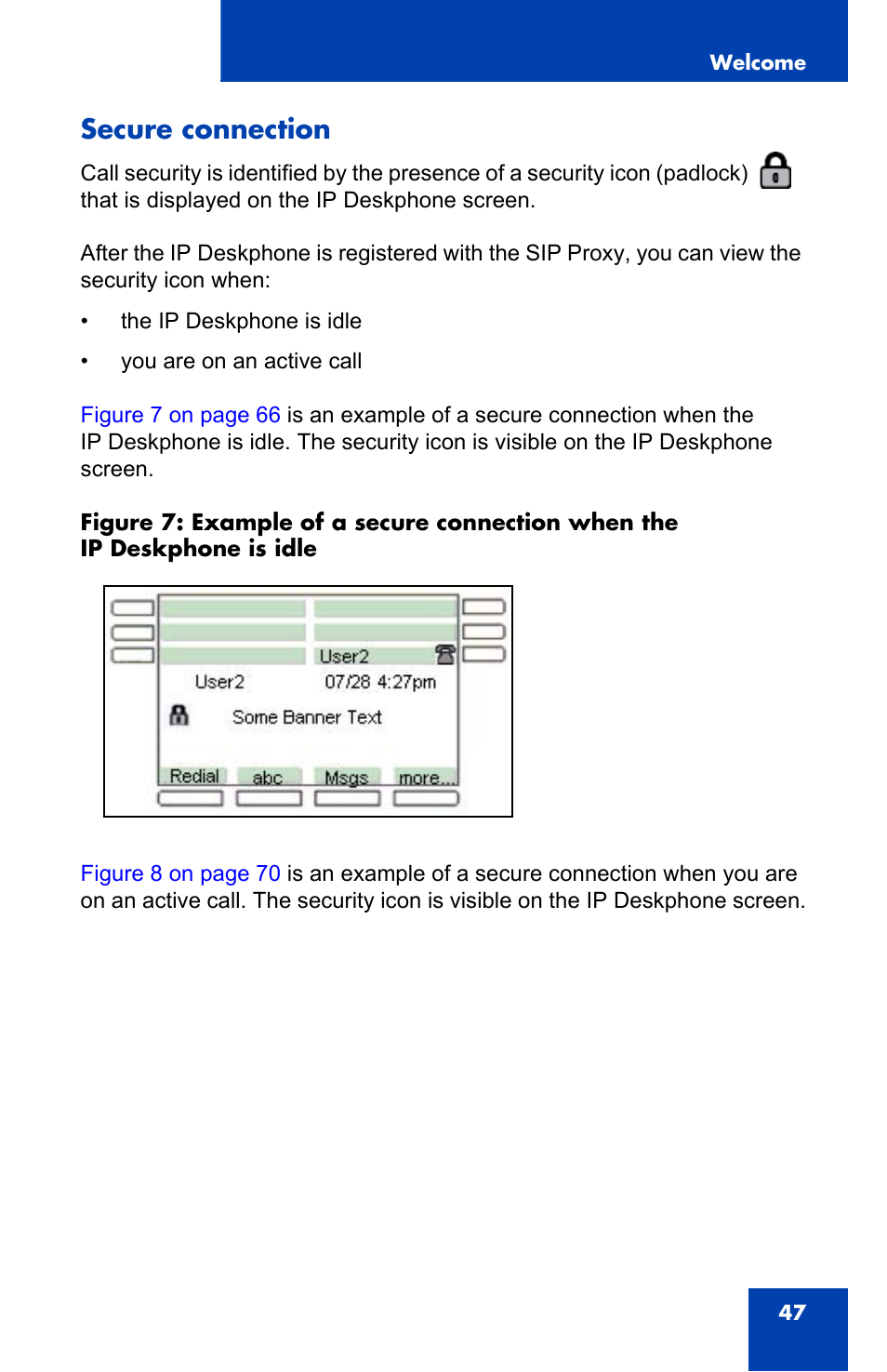 Secure connection | Avaya 1140E IP User Manual | Page 47 / 418