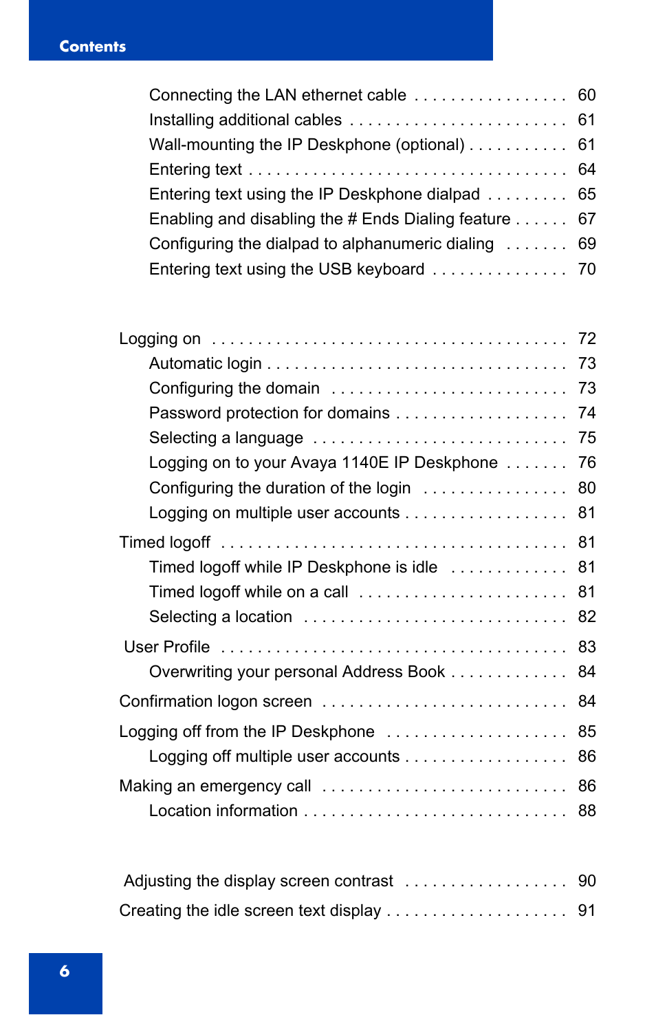 Avaya 1140E IP User Manual | Page 6 / 418