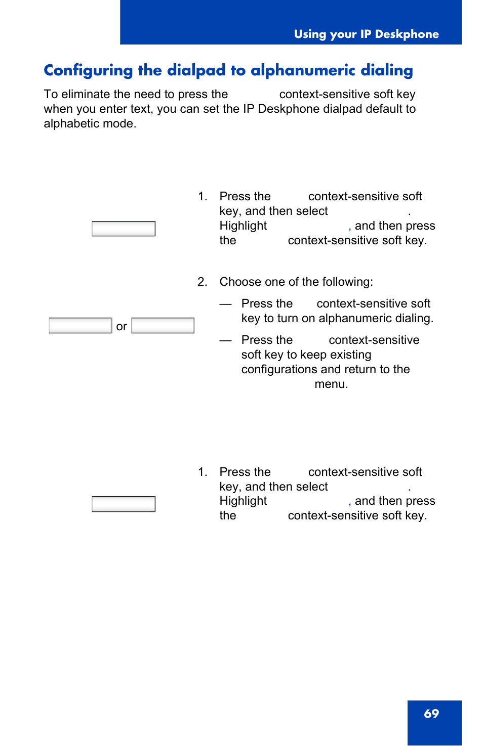 Configuring the dialpad to alphanumeric dialing, Prefs, On back | Avaya 1140E IP User Manual | Page 69 / 418