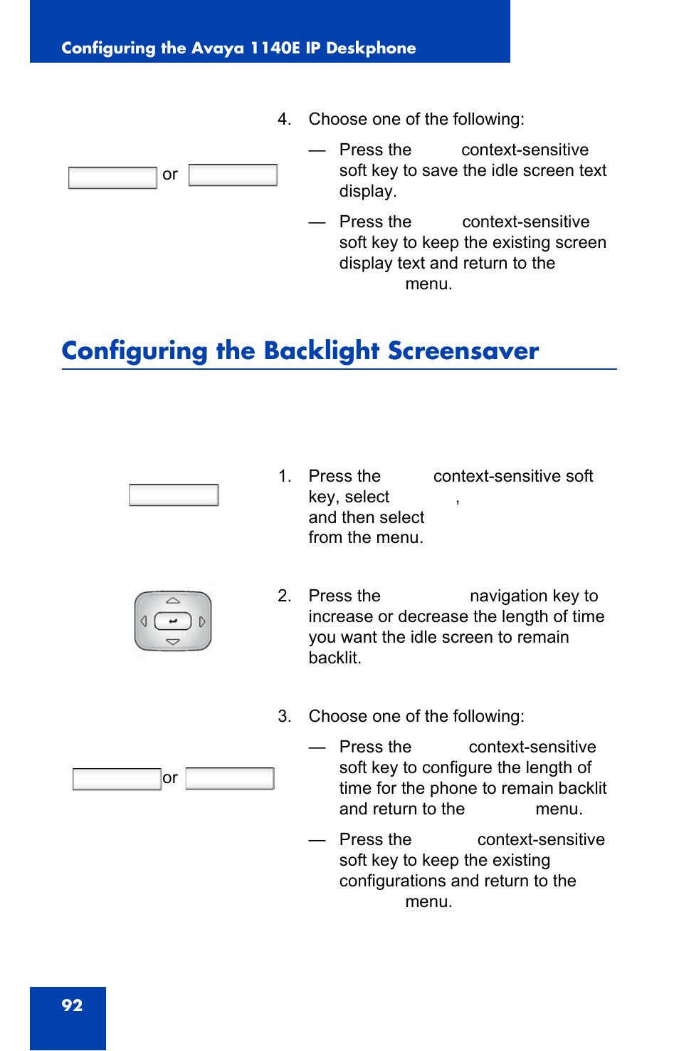 Configuring the backlight screensaver, Prefs, Save back | Apply cancel | Avaya 1140E IP User Manual | Page 92 / 418