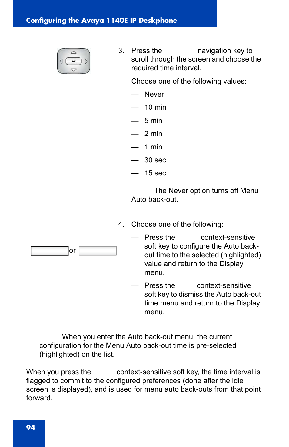 Select back | Avaya 1140E IP User Manual | Page 94 / 418