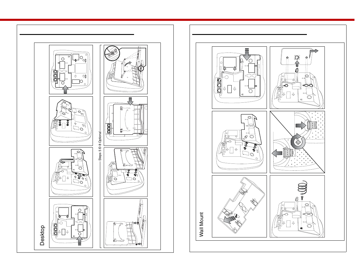 4610sw ip telephone stand instructions, 4610sw ip telephone wall-mount instructions, Desktop | Avaya one-X Telephone 4610SW User Manual | Page 5 / 6