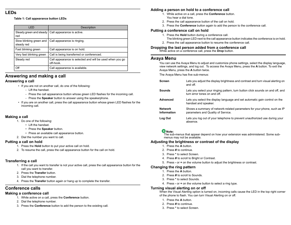 Avaya one-X Deskphone 1603SW-I User Manual | 2 pages