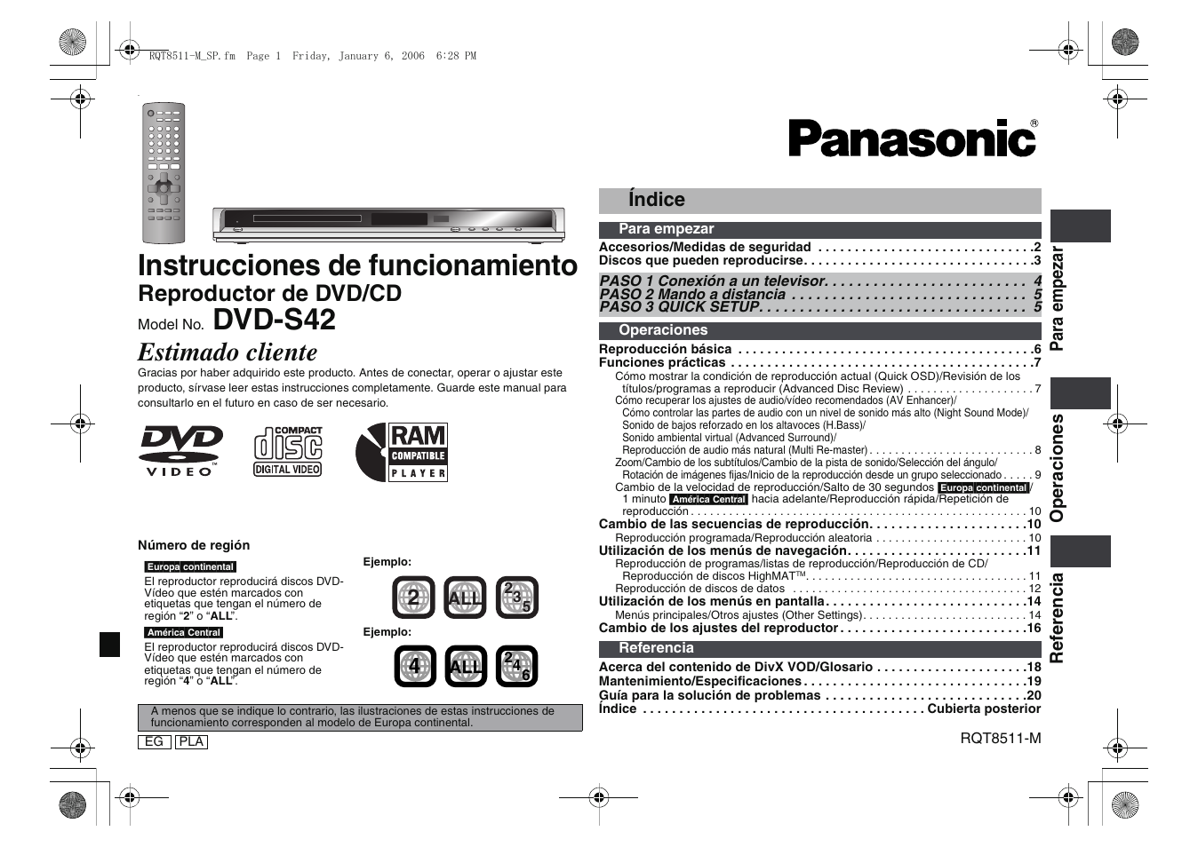 Panasonic DVDS42 User Manual | 24 pages