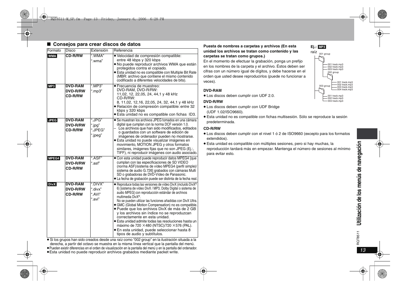 Util iz ac ión de lo s m en ús d e na ve gaci ón | Panasonic DVDS42 User Manual | Page 13 / 24