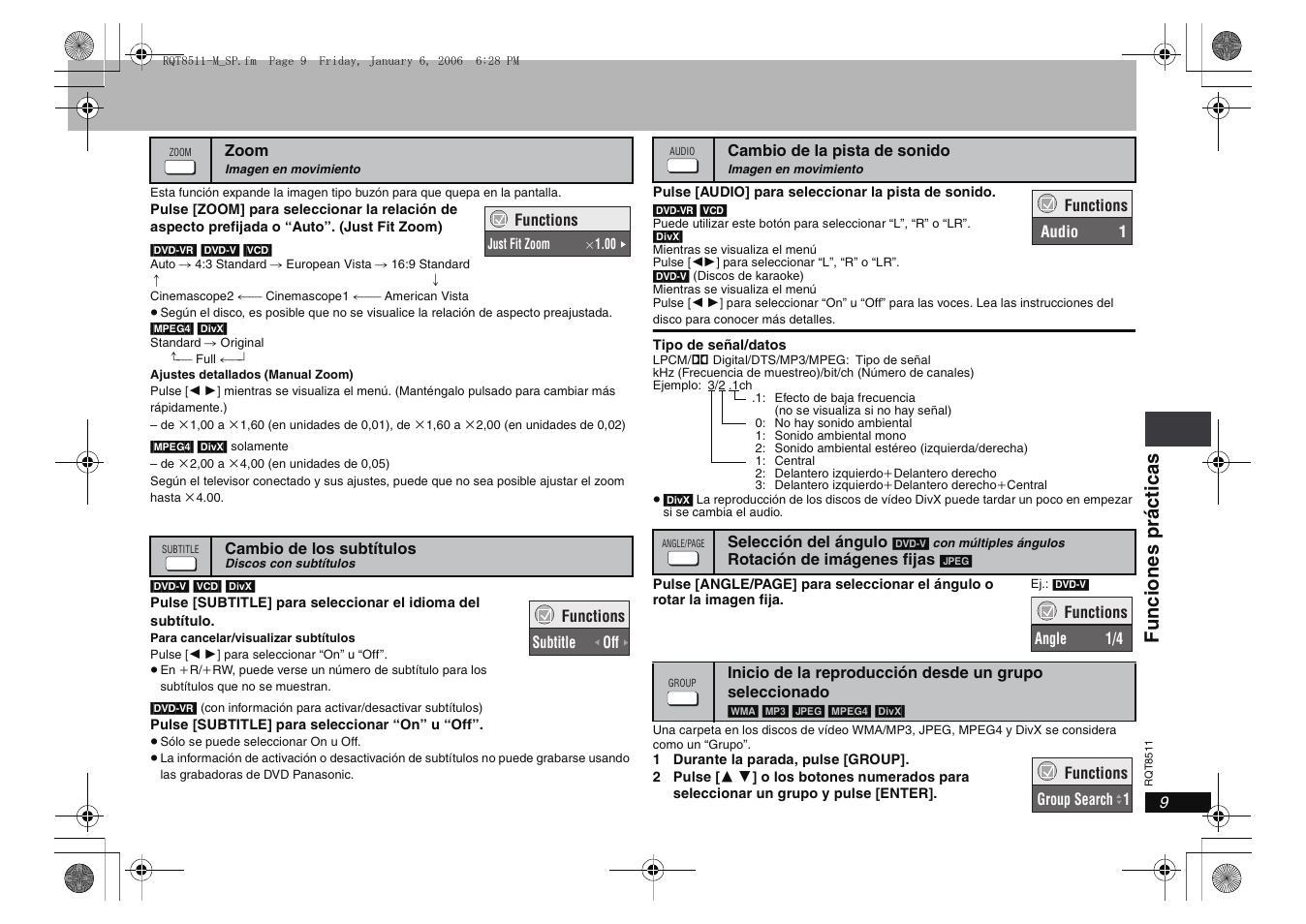 Funci ones p ráct icas | Panasonic DVDS42 User Manual | Page 9 / 24