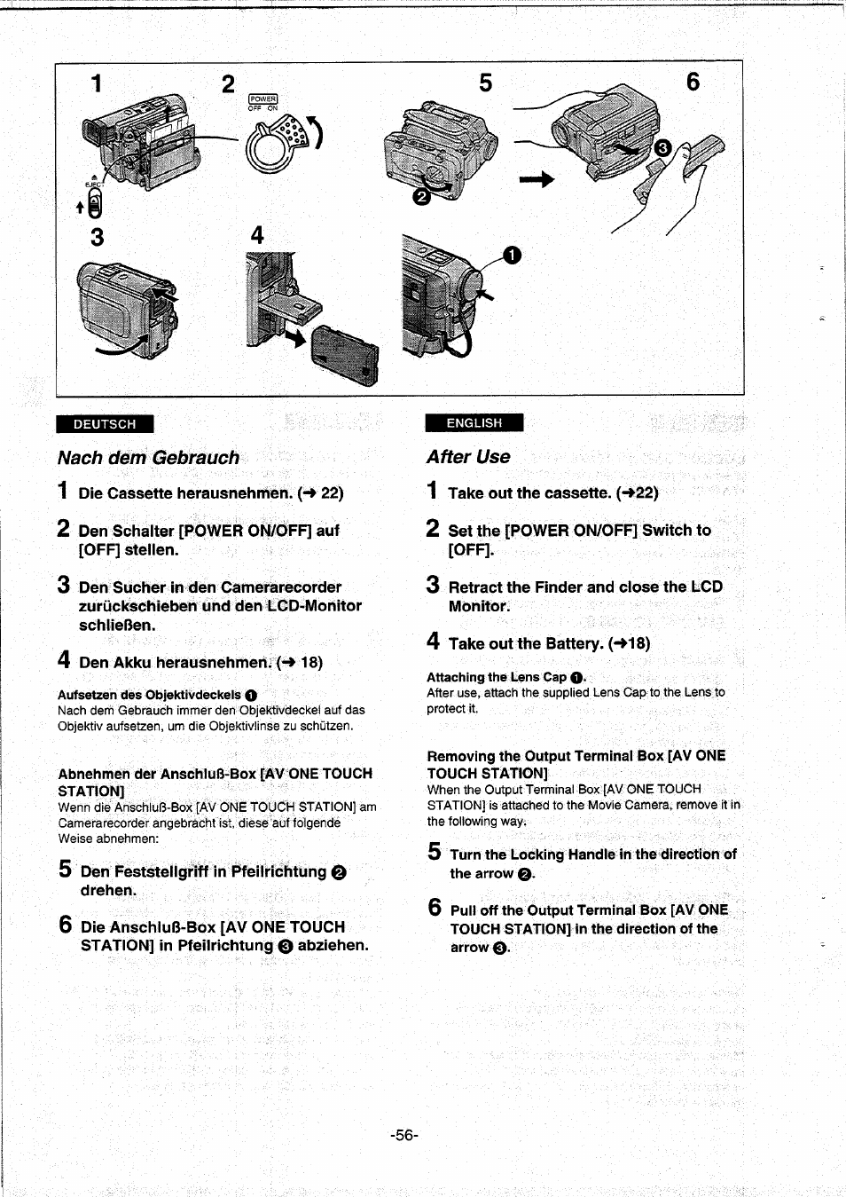 Nach dem gebrauch, After use | Panasonic NVDS5EG User Manual | Page 56 / 184