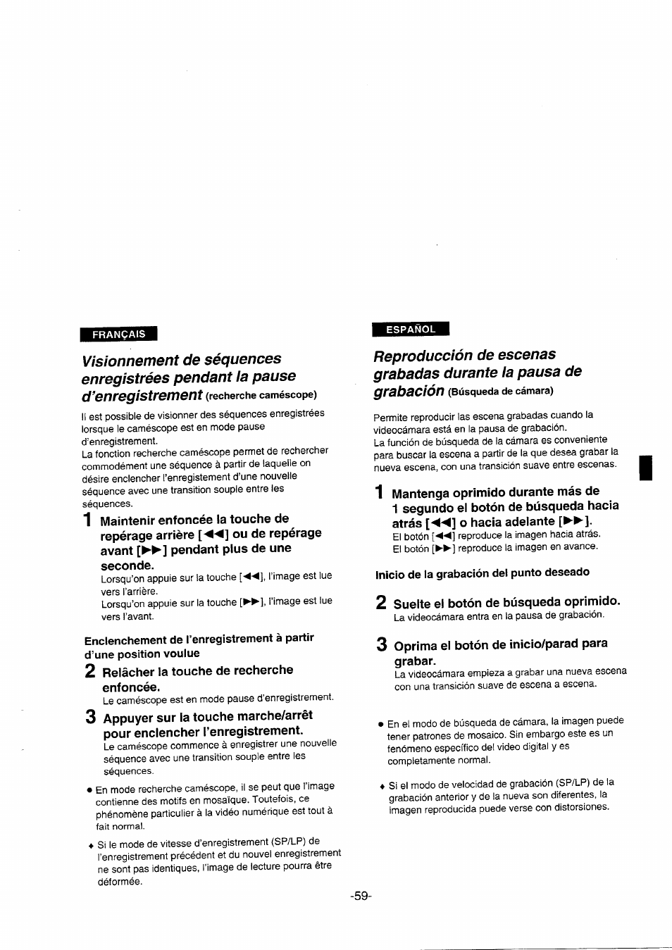 Inicio de la grabación dei punto deseado, Cámara) | Panasonic NVDS5EG User Manual | Page 59 / 184