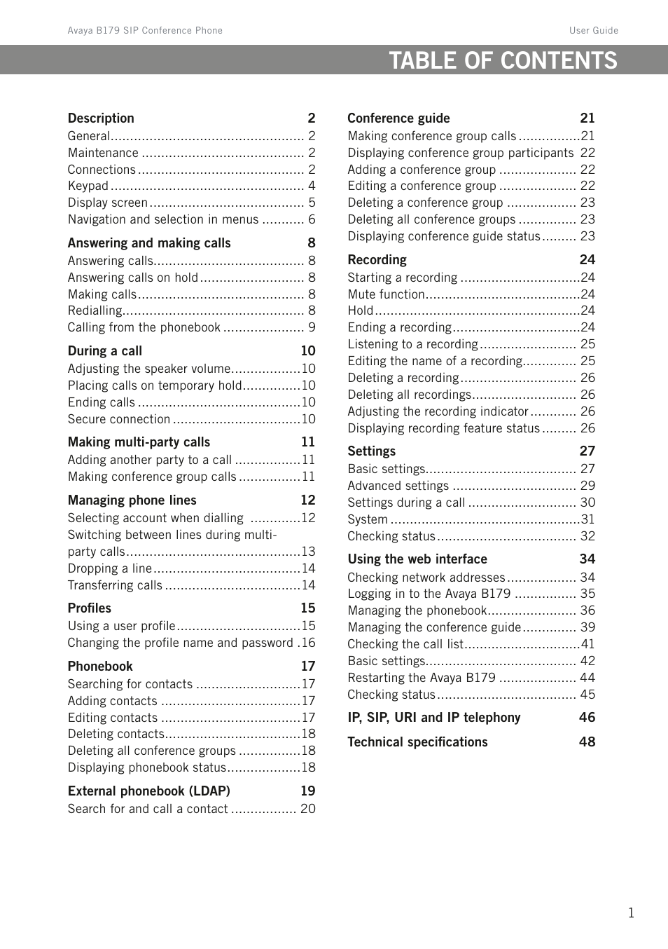 Avaya B179 User Manual | Page 5 / 54