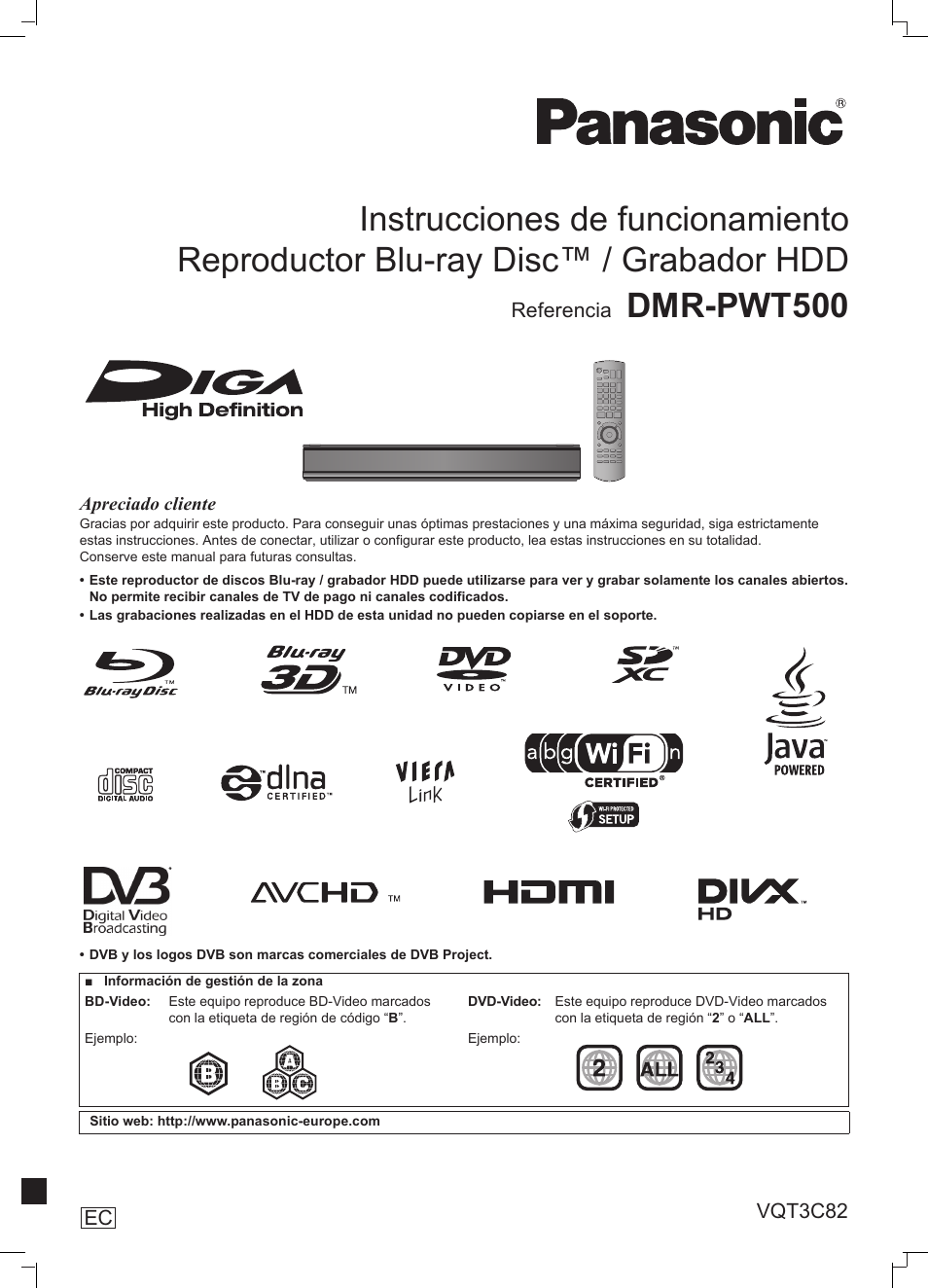 Panasonic DMRPWT500EC User Manual | 96 pages