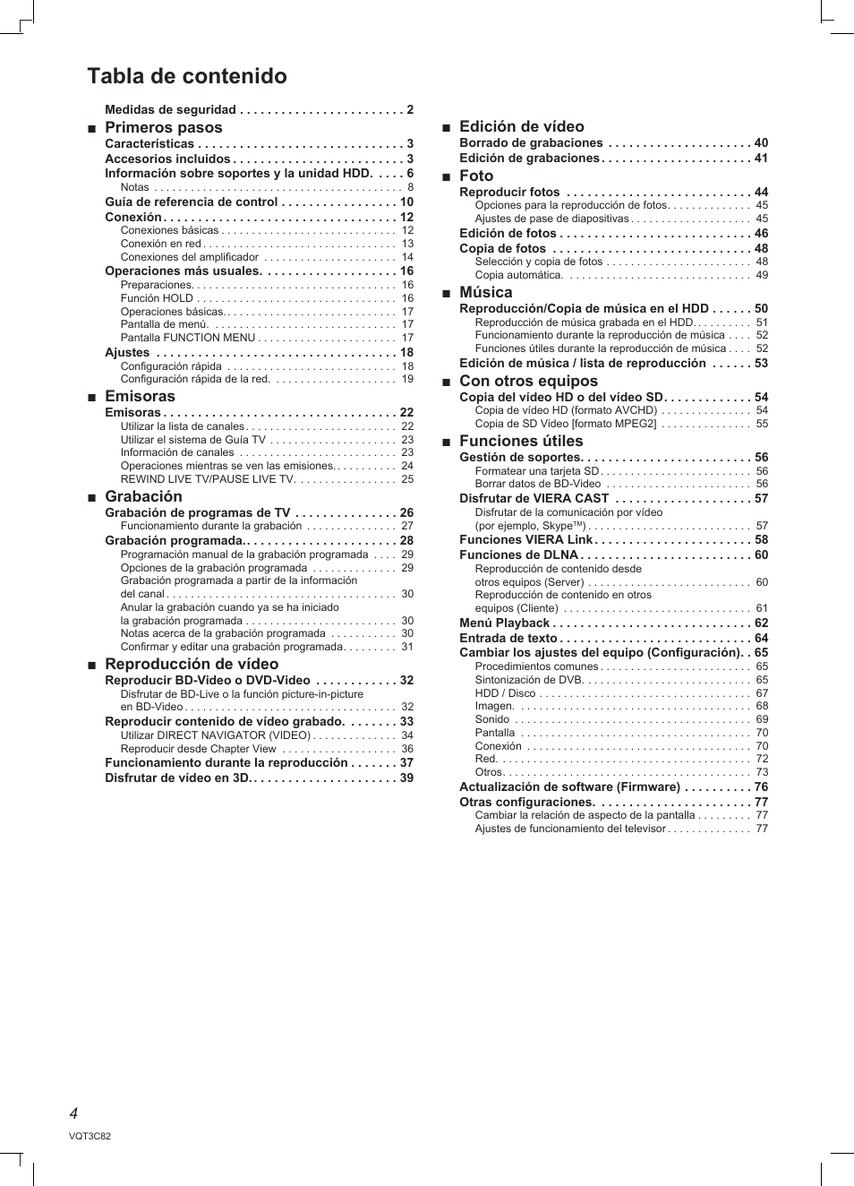 Panasonic DMRPWT500EC User Manual | Page 4 / 96