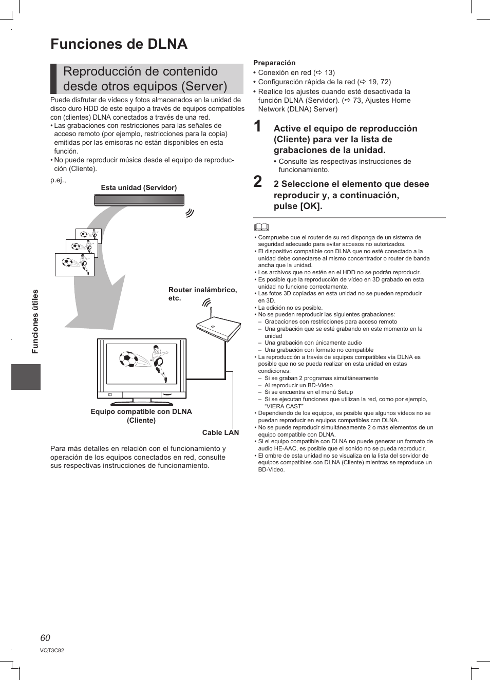 Funciones de dlna | Panasonic DMRPWT500EC User Manual | Page 60 / 96