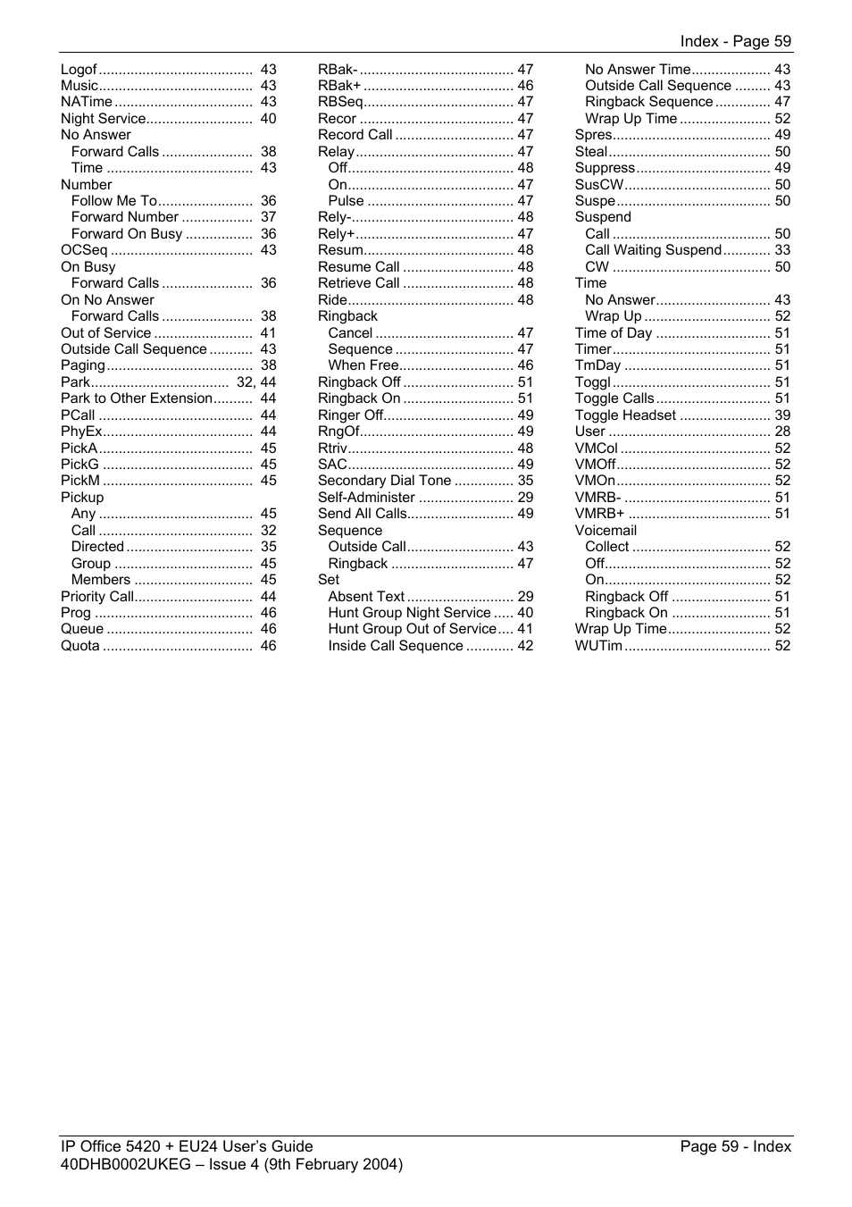 Avaya 5420 + EU24 User Manual | Page 59 / 60