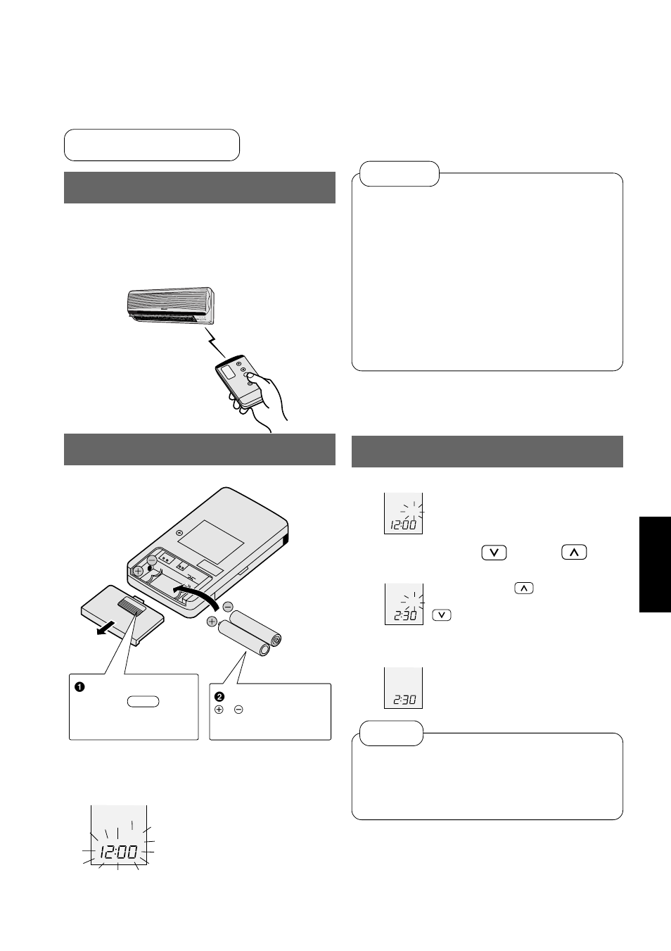 Telecomando funzionamento del comando a distanza, Come inserire le batterie, Impostazione dell’ora | Batterie, Due batterie ministilo (aaa), Nota | Panasonic CUG95KE User Manual | Page 141 / 239