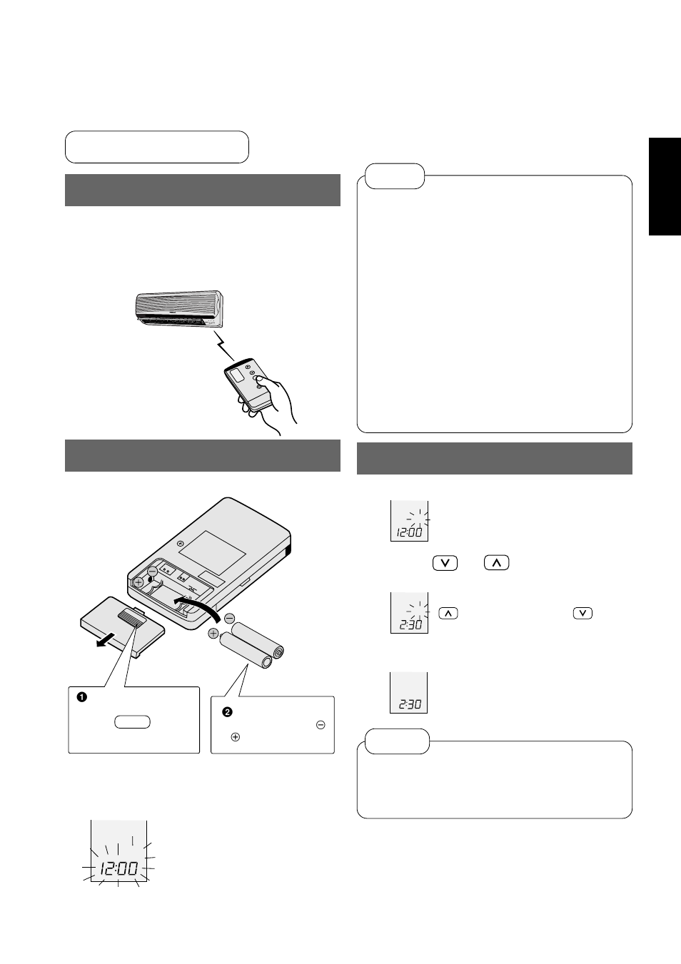 Operação do controlo remoto, Instalar as pihas, Controlo remoto | Acertar o relógio | Panasonic CUG95KE User Manual | Page 37 / 239