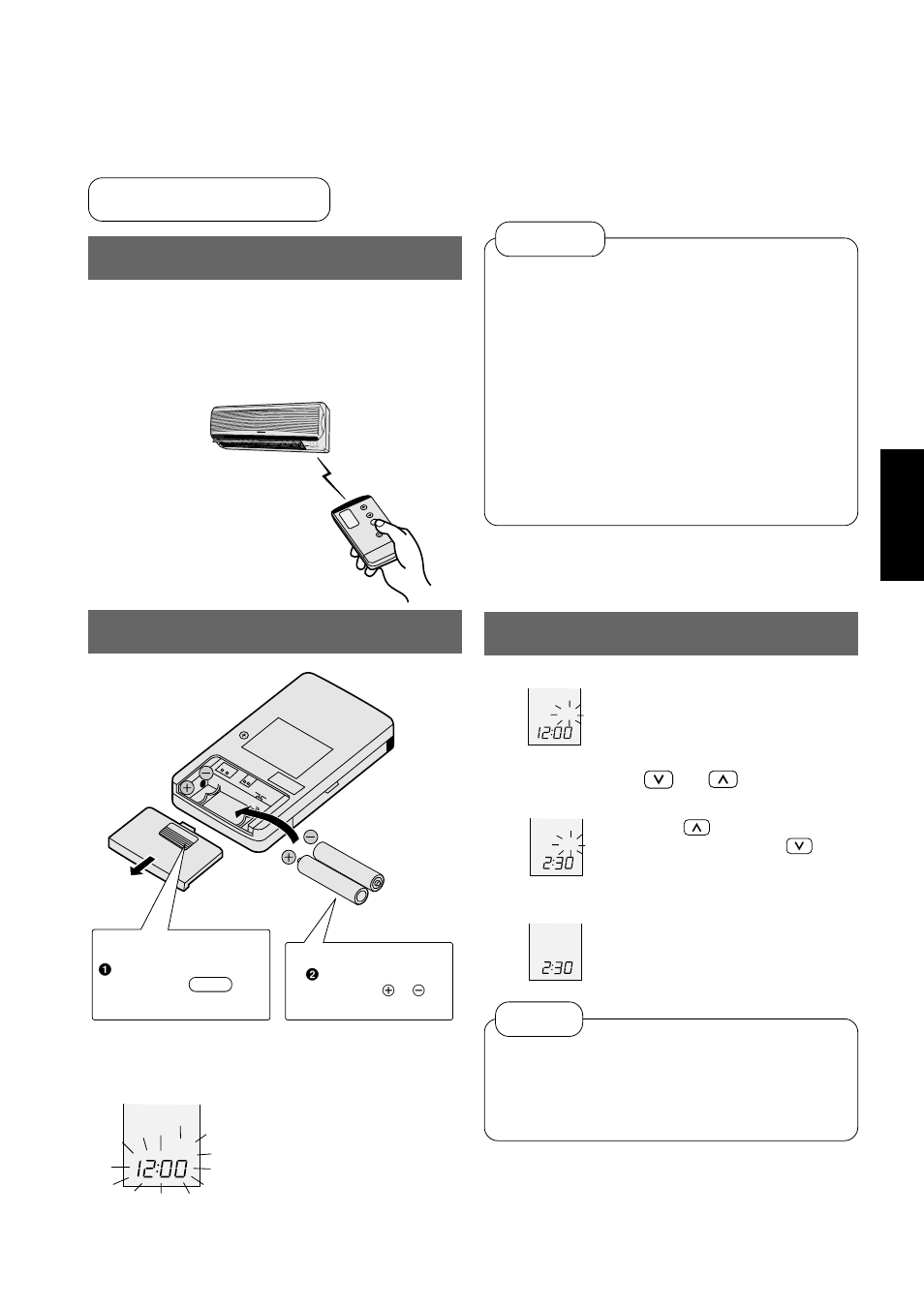 Télécommande utiliser la télécommande, Insérer les piles, Régler l’horloge | Piles, 2 piles r03) | Panasonic CUG95KE User Manual | Page 89 / 239