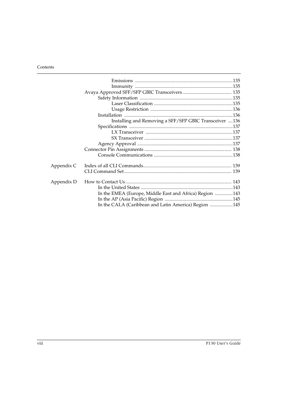 Avaya P130 User Manual | Page 10 / 160