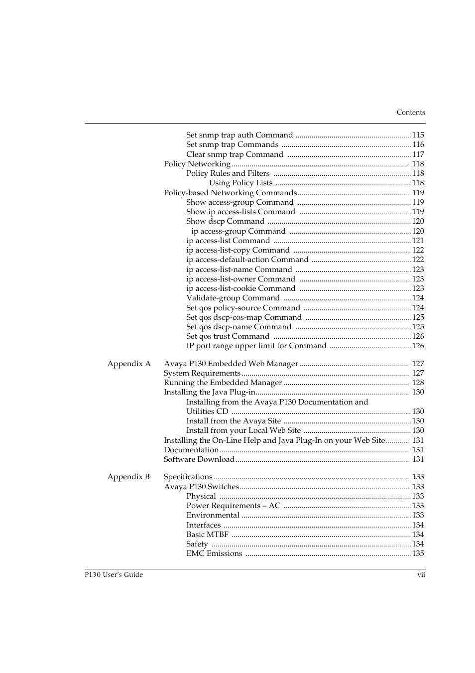 Avaya P130 User Manual | Page 9 / 160