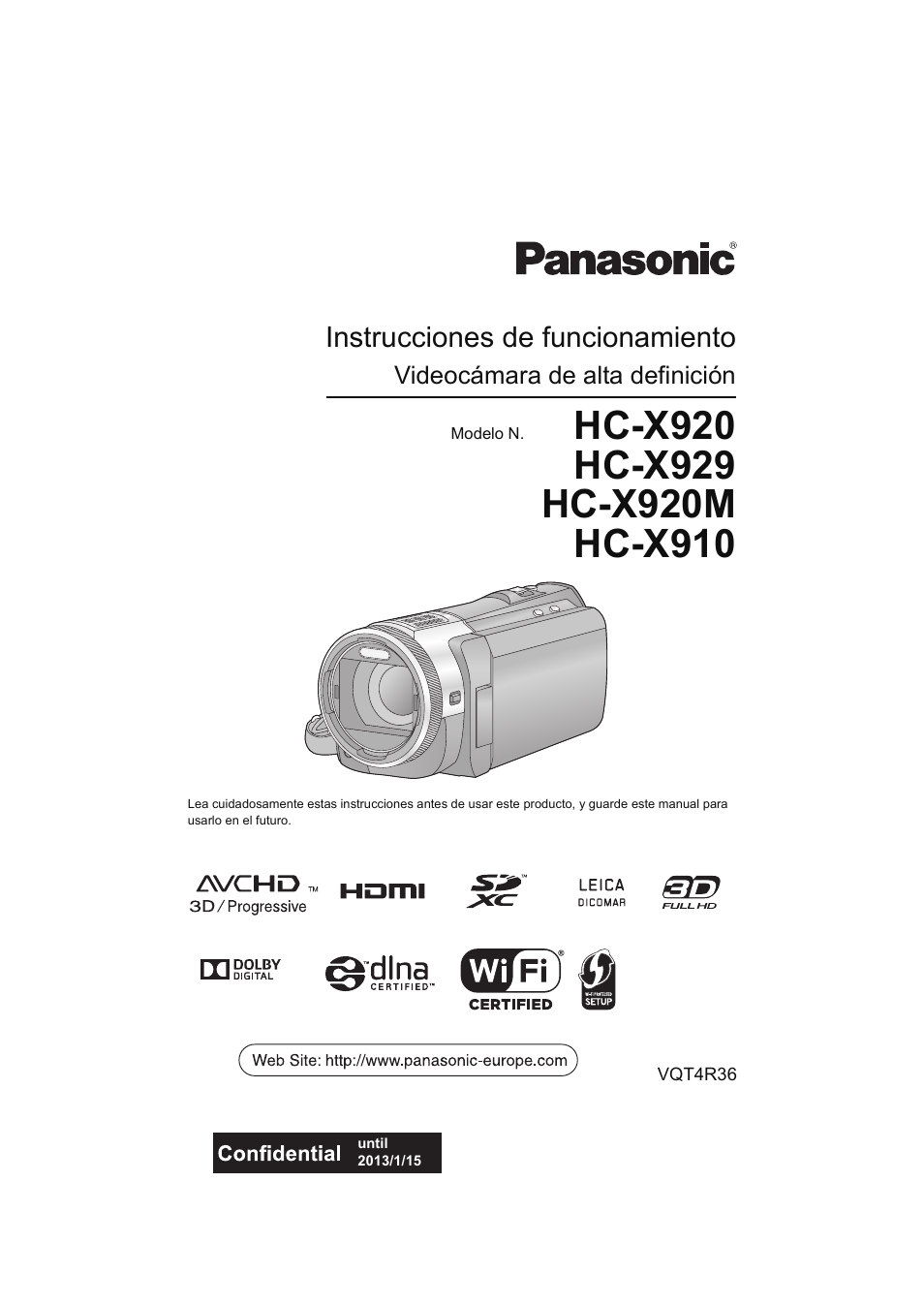 Panasonic HCX929EG User Manual | 203 pages