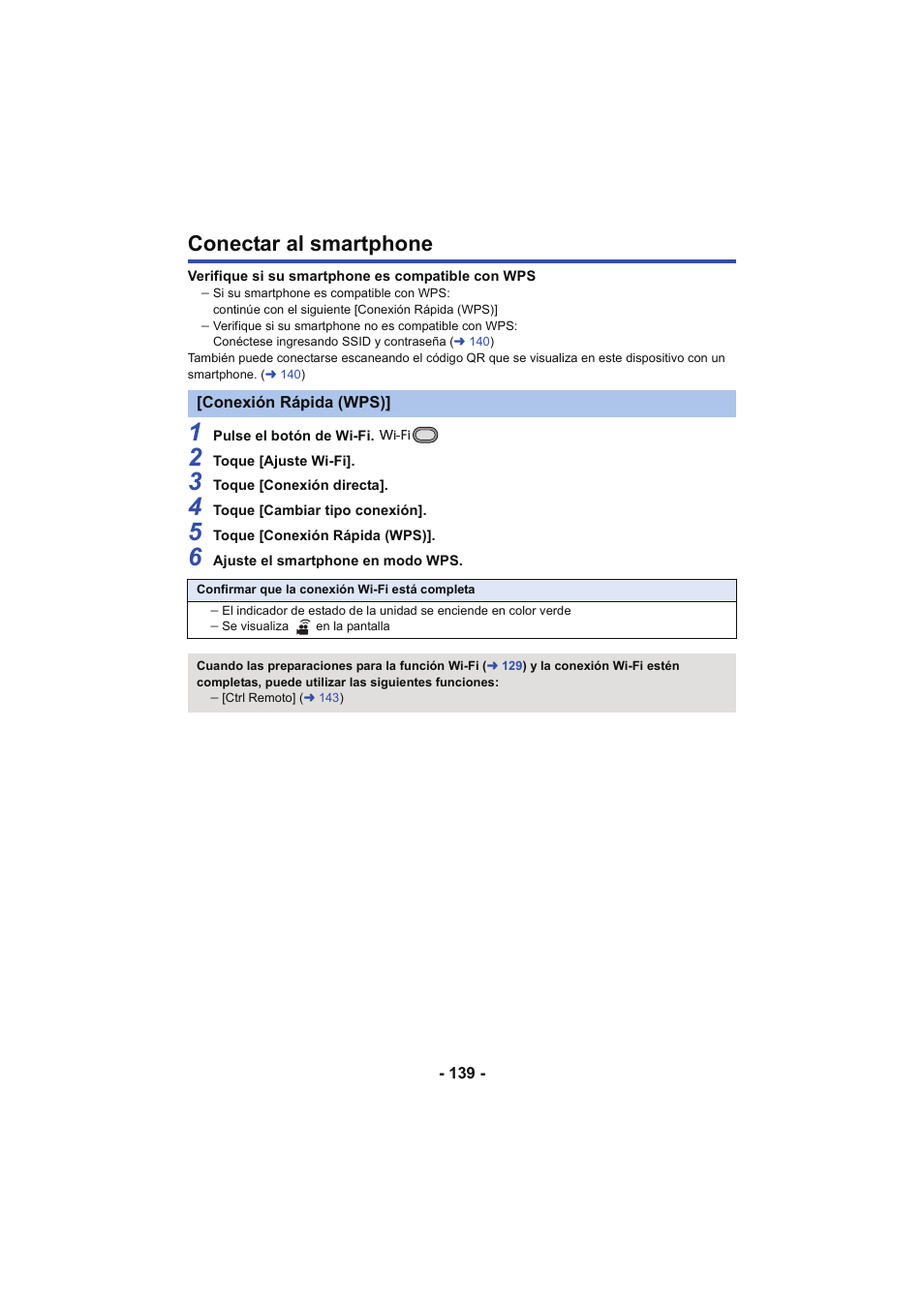 Conectar al smartphone, A “conectar al smartphone, L 139 | Panasonic HCX929EG User Manual | Page 139 / 203