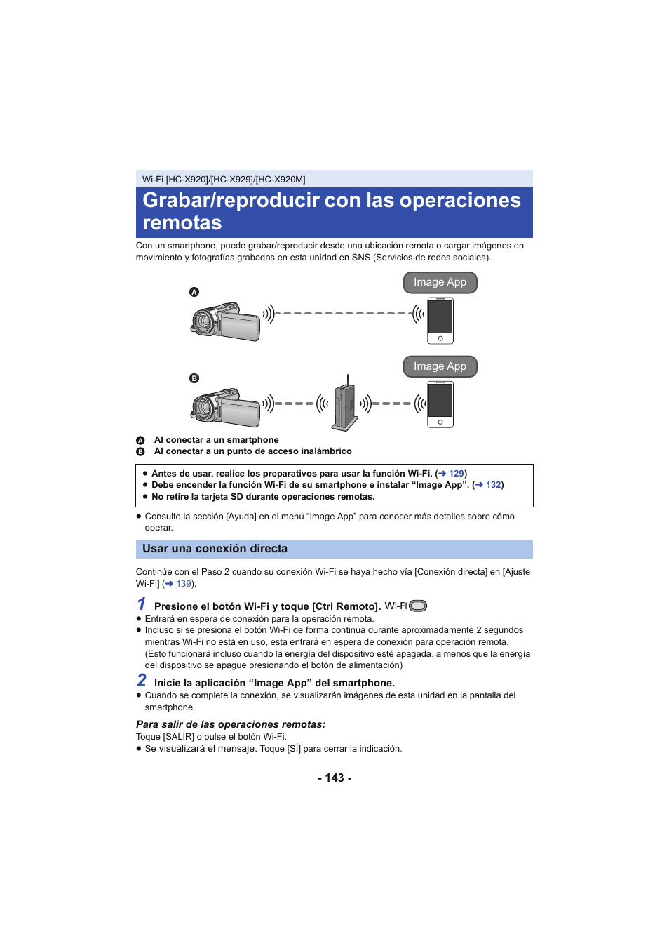 Grabar/reproducir con las operaciones remotas, L 143 | Panasonic HCX929EG User Manual | Page 143 / 203