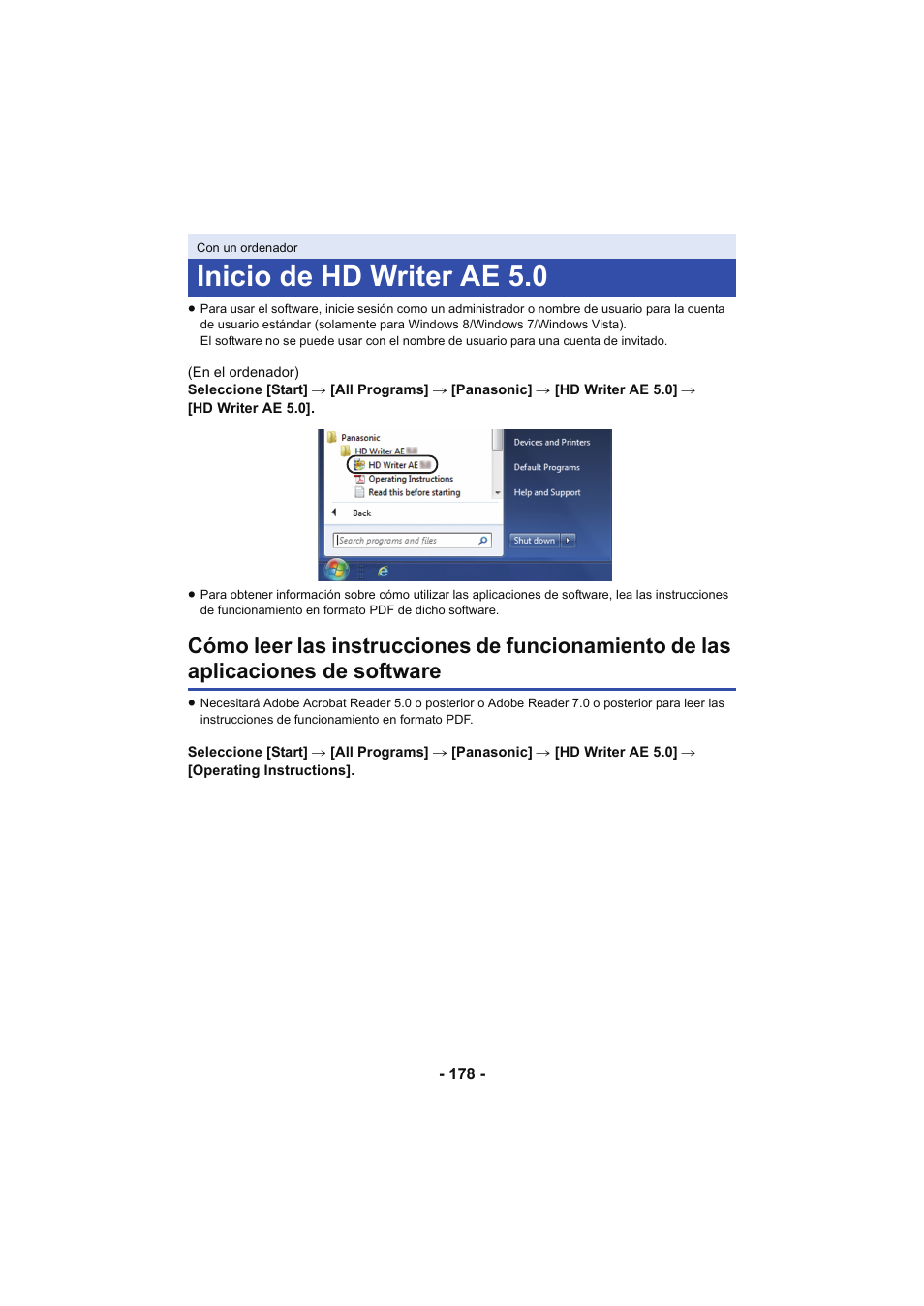 Inicio de hd writer ae 5.0, L 178 | Panasonic HCX929EG User Manual | Page 178 / 203