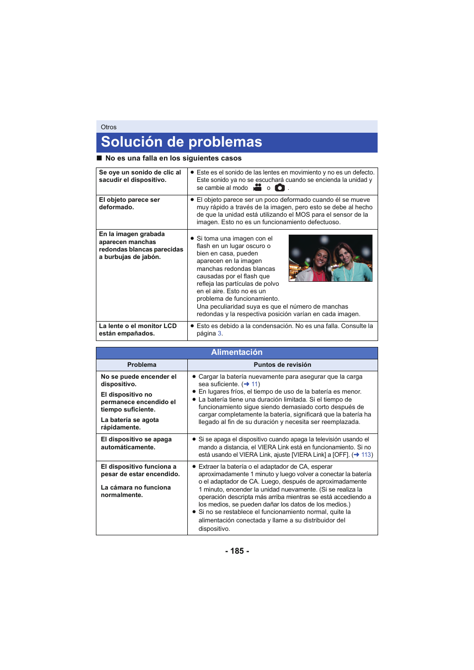 Solución de problemas, L 185 | Panasonic HCX929EG User Manual | Page 185 / 203