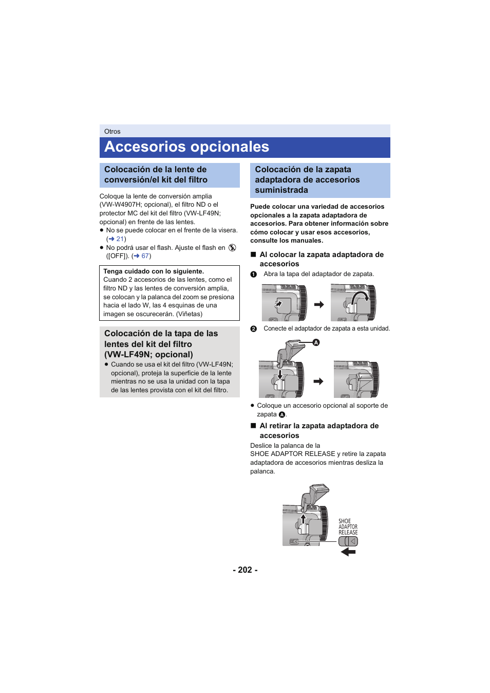 Accesorios opcionales, L 202 | Panasonic HCX929EG User Manual | Page 202 / 203