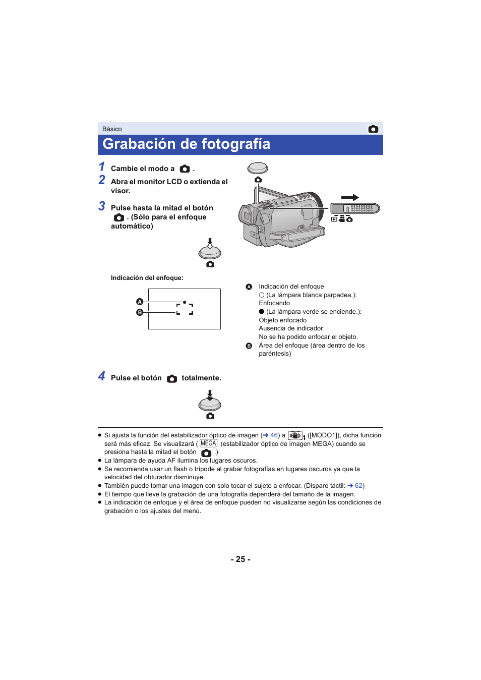 Grabación de fotografía, L 25 | Panasonic HCX929EG User Manual | Page 25 / 203