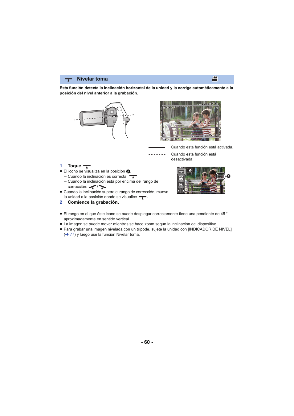 Nivelar toma | Panasonic HCX929EG User Manual | Page 60 / 203