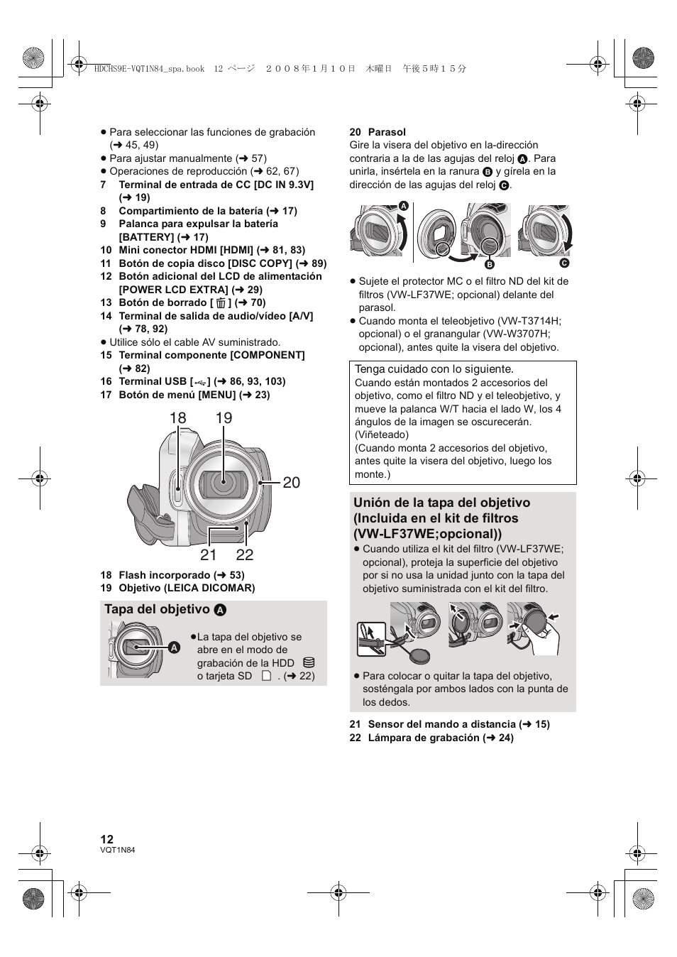 Panasonic HDCHS9 User Manual | Page 12 / 132
